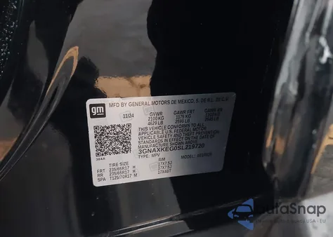 2025 Chevrolet Equinox Fwd Activ из США, поврежденный, VIN 3GNAXKEG0SL219720